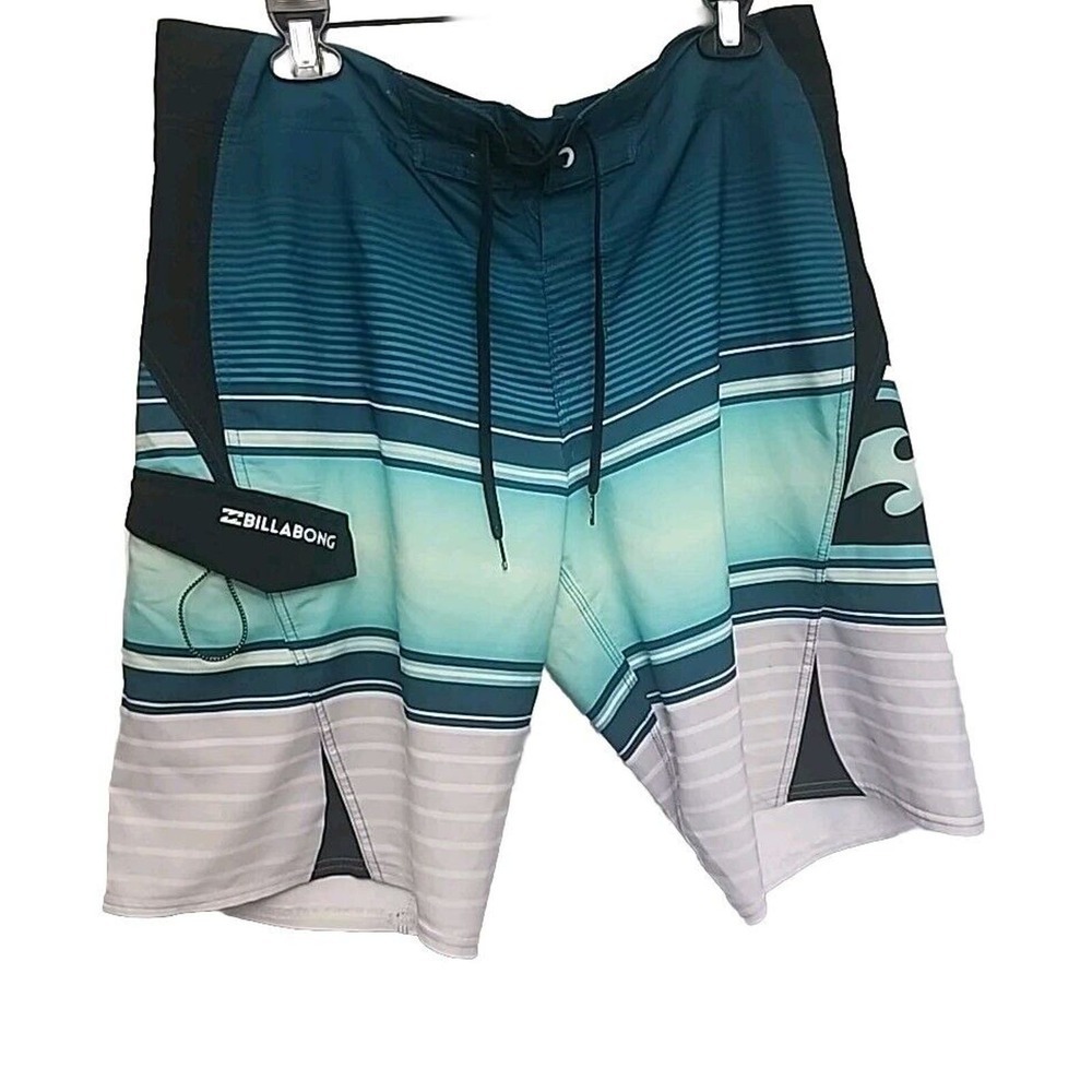Billabong Beach Platinum X Mens Stretch Striped Board Shorts Swim Trunks Size 34